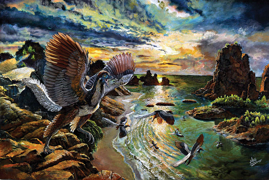 Reconstruction of Archaeopteryx albersdoerferi by Zhao Chuang