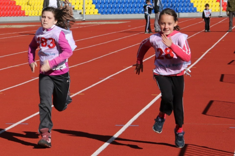 Girls running track and field