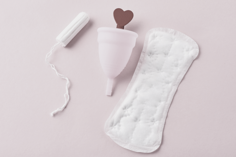 tampon, menstrual cup and panty liner