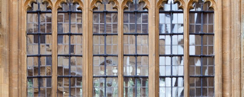 Photo of a set of windows at the Bodleian Library, University of Oxford