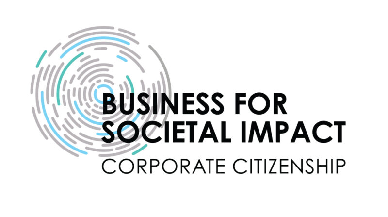 Logo of broken concentric circles with the following text: 'Business for societal impact: corporate citizenship'