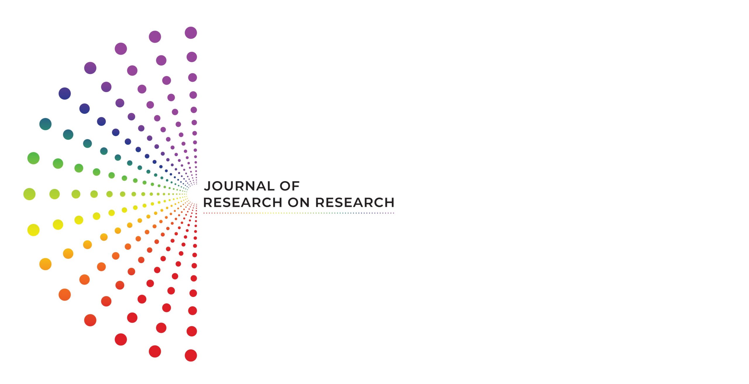 Different colored dots in radiating lines forming a semi-circle. Alongside the words 'Journal of Research on Research'